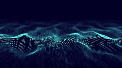 Abstract technology wave. Flow of particles. Big data transfer visualization. 3d rendering.
