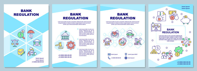 Bank regulation brochure template. Minimum reserve ratio. Flyer, booklet, leaflet print, cover design with linear icons. Vector layouts for presentation, annual reports, advertisement pages