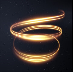 Golden shiny spiral lines effect holiday vector background. EPS10