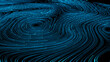 Big data sci-fi abstract background with particles on optical fiber digital network connecting servers. Cyberspace, internet or innovation concept.