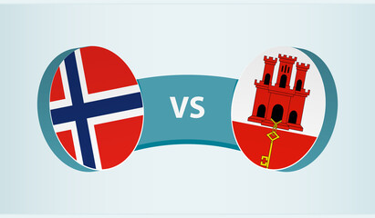 Norway versus Gibraltar, team sports competition concept.