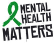 Graffiti with Green Ribbon Promoting that Mental Health Matters, Vector Illustration