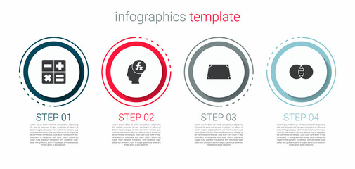 Sticker - Set Calculator, Function mathematical symbol, Acute trapezoid shape and Mathematics sets and B. Business infographic template. Vector