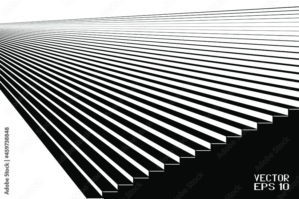 Abstract Black and White Geometric Pattern with Staircase. Striped ...