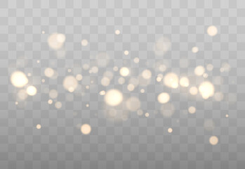 Wall Mural - shining bokeh isolated on transparent background. golden bokeh lights with glowing particles isolate
