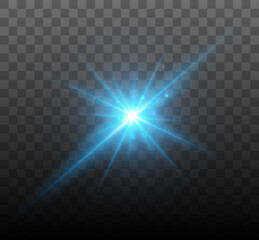 Canvas Print - Lens flare vector illustration. Glowing spark light effect isolated on transparent background.