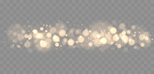 Sticker - Shining bokeh isolated on transparent background. Golden bokeh lights with glowing particles isolated. Christmas concept