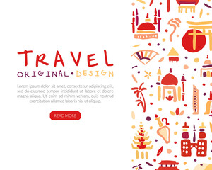 Wall Mural - Travel to Different Country Hand Drawn Vector Template