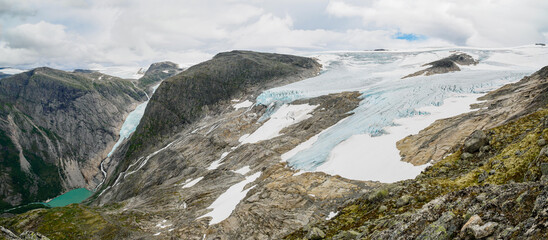 Wall Mural - Views of peaks and glacier from Kattanakken, Jostedalsbreen National Park, Norway.