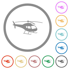 Canvas Print - Helicopter silhouette flat icons with outlines