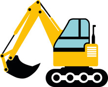 Excavator Construction Machine Svg Vector Cut File For Cricut And Silhouette Kids T Shirt Design Logo Symbol Clipart