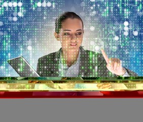 Poster - Businesswoman in digital world concept