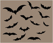 Bats Black Objects Vector Signs Symbols Illustration With Brown Background
