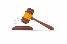 Auction Gavel Icon. Wooden Gavel Law Concept. Isolated Vector Illustration