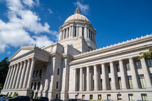Olympia, Wa - USA - Sept. 20, 2021: Horizontal View Of The Neoclassical Washington State Capitol Or Legislative Building In Olympia. The Home Of The Government Of The State Of Washington.