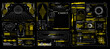 © ZinetroN - Abstract digital technology. Futuristic HUD, FUI, Virtual Interface. Cyberpunk retro futurism concept. Vaporwave abstract elements for web banners,  Futuristic info boxes layout templates. Hologram