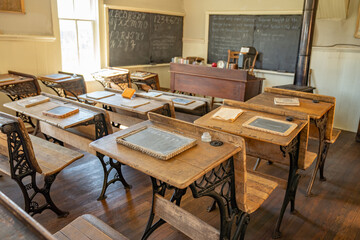 Classroom inside old one-room schoolhouse