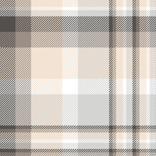 Seamless Plaid Check Pattern In Beige, Gray, White, Taupe And Brown.