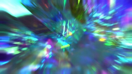 Wall Mural - A beam of light rays. Crystal prism refracting light in vivid rainbow colors. Glass neon blue purple green holographic background