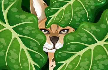 Wall Mural - Caracal hidden in the jungle