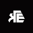 KE Logo monogram with octagon shape style design template