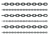 Fototapeta Na ścianę - Grunge Seamless chain link pattern shape. Metal, steel, iron chains silhouette border texture. Industrial symbol sign. Vector illustration image. Isolated on white background.