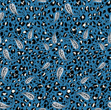 Seamless Leopard Paisley Pattern, Animal Print.