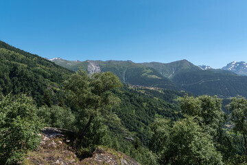 Wall Mural - Landscape between Bellwald and Aspi-Titter suspension bridge near Fieschertal