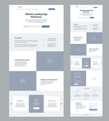 Wall Mural - website design template. modern wireframe landing page for development. flat one page site. ui ux el