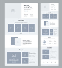 Wall Mural - website design template. modern wireframe landing page for development. flat one page site. ui ux el