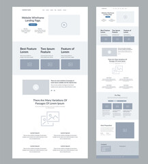 Wall Mural - website design template. modern wireframe landing page for development. flat one page site. ui ux el