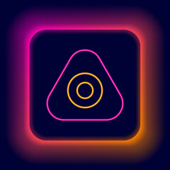 Poster - glowing neon line sewing chalk icon isolated on black background. colorful outline concept. vector