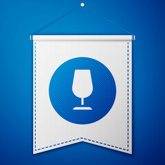 Poster - Blue Fragile broken glass symbol for delivery boxes icon isolated on blue background. White pennant template. Vector