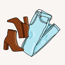 Boots And Jeans Illustration Isolated