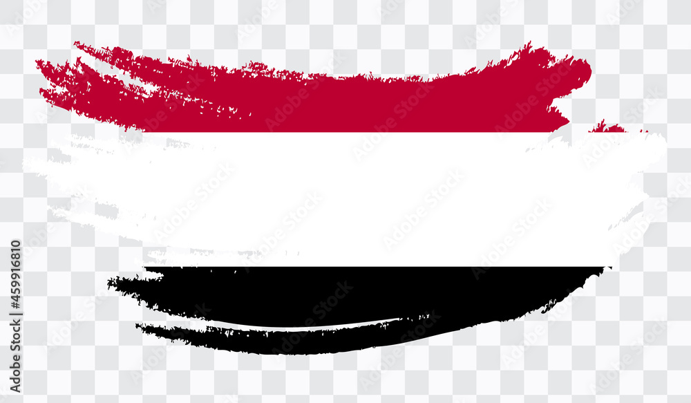 Grunge brush stroke with YEMEN national flag. Watercolor painting flag ...