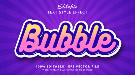 Wall Mural - Editable text effect, Bubble text on layered color style template