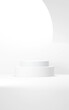 © WC Studio - Podium abstract background. Geometric shape.Vertical white colors scene. Minimal 3d rendering. Scene with geometrical background. 3d render