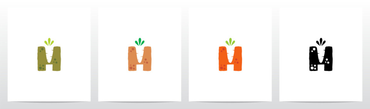 Carrot Burried On Letter Logo Design H