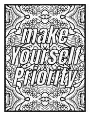Relaxing coloring book for adults, pattern motivational and inspirational sayings for adults illustration