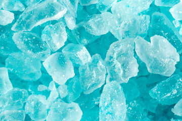 Wall Mural - Salt crystals, sea salt as background and texture. Ice crystals turquoise Blue