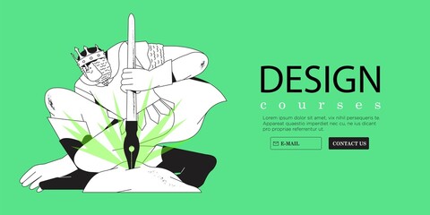 Wall Mural - knight character trying to remove sword from stone. design education metaphore. creative process ban