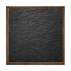 Wall Mural - Wooden frame. Empty square frame with black stone surface texture isolated on white background. Blank frame. Signboard mockup. Old frame.