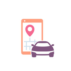 Canvas Print - carsharing icon with smart phone and car