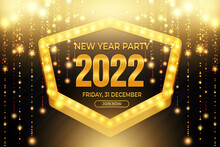 New Year Party Poster With Golden Particles Backround Style