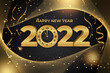 © Ilyas Myi - Happy new year 2022 editable text effect with clock black gold backround style