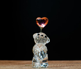 crystal bear with heart