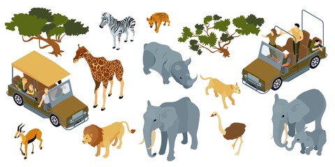 Canvas Print - Isometric Safari Icon Set