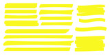 Fototapeta  - Yellow Highlighter Marker Strokes. Yellow watercolor hand drawn highlight