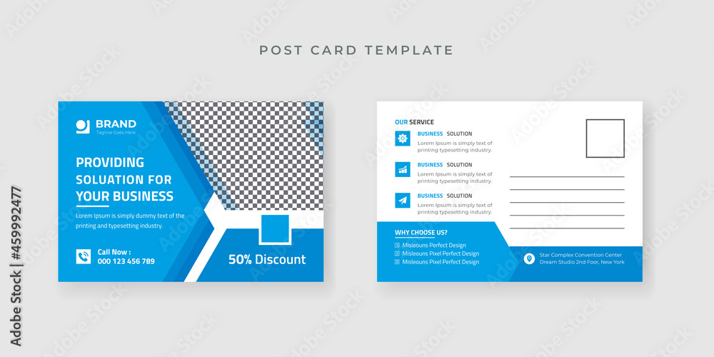 Grow Your Business Marketing Agency Corporate Postcard template with creative design Premium Vector.