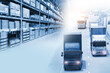 © sittinan - Double exposure of driver operator delivery industry and logistics concept container truck  and freight cargo plane in transport and import-export commercial logistic